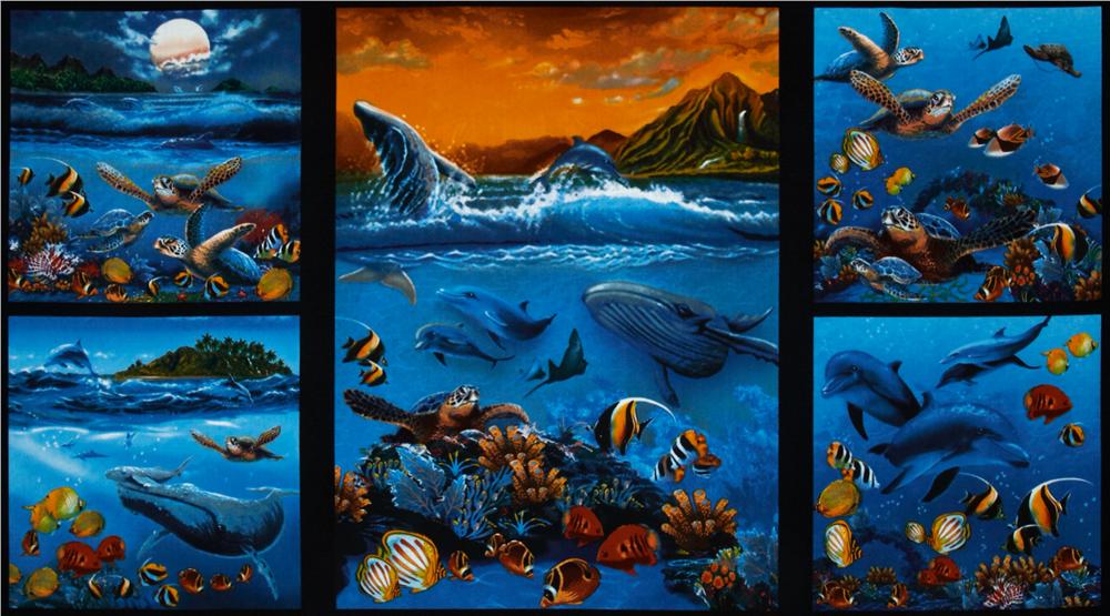 rainbow cove sea panel ocean sewing fabric with sealife